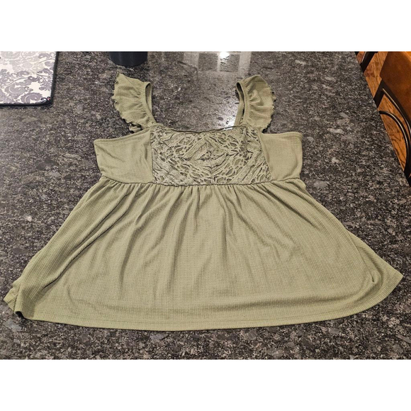 Torrid Textured Jersey Square Neck Flutter Sleeve Babydoll Size L (0X) - Picture 11 of 11